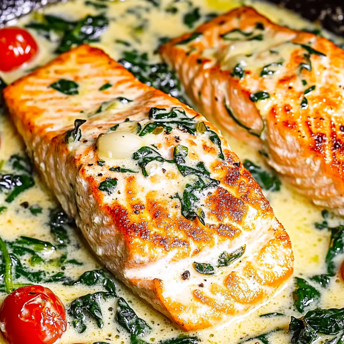 Quick and Creamy Tuscan Butter Salmon with Garlic and Spinach
