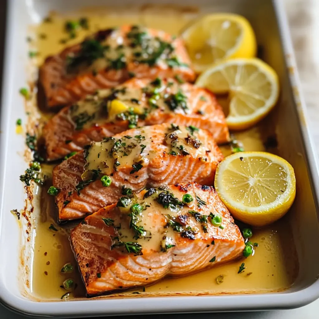 Baked Salmon with Amazing Lemon Sauce