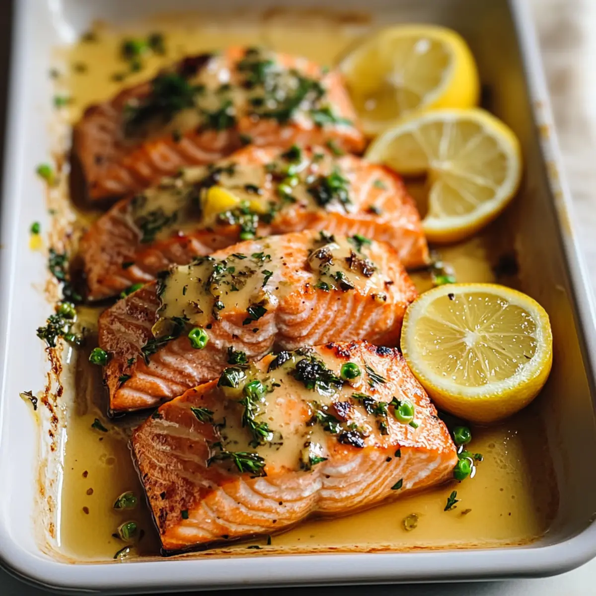 Baked Salmon with Amazing Lemon Sauce