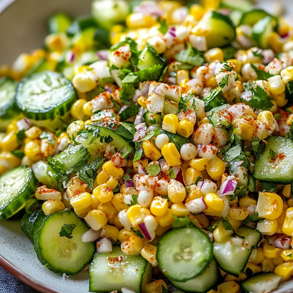 Mexican Street Corn Salad with Cucumbers