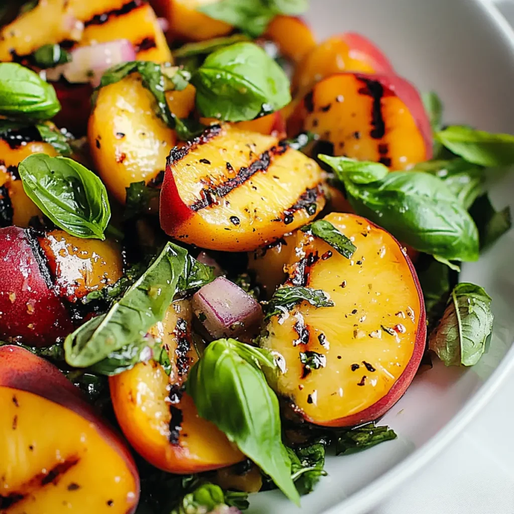 Grilled Peach Salad with Basil Vinaigrette