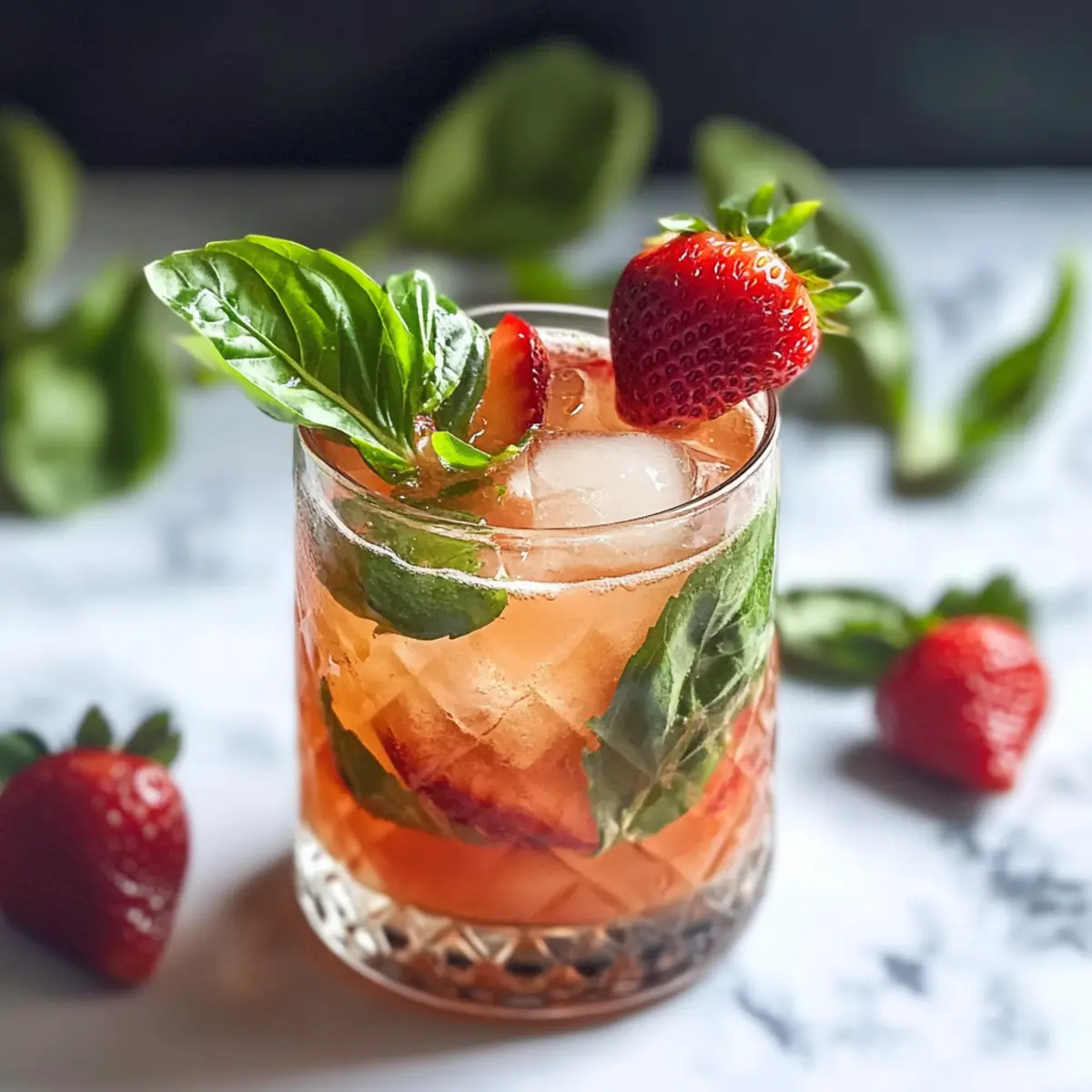 Summer Refreshing Strawberry Basil Smash Cocktail
